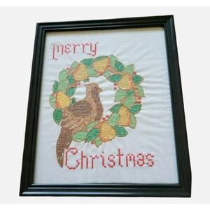 Christmas Cross Stitch: Framed Partridge Pear Tree